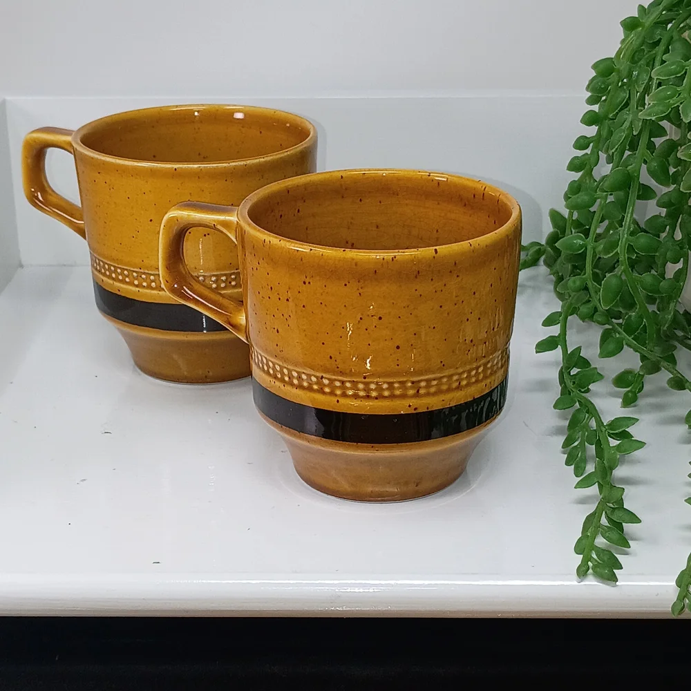 Rustic Stoneware Dinnerware Set - Gold and Black